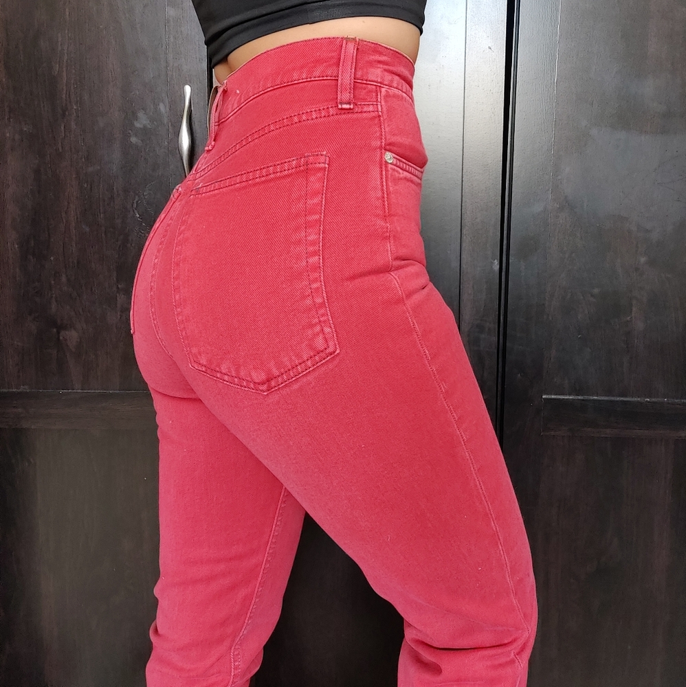 Helmut Lang High Waisted Oxidized Red Skinny Jeans